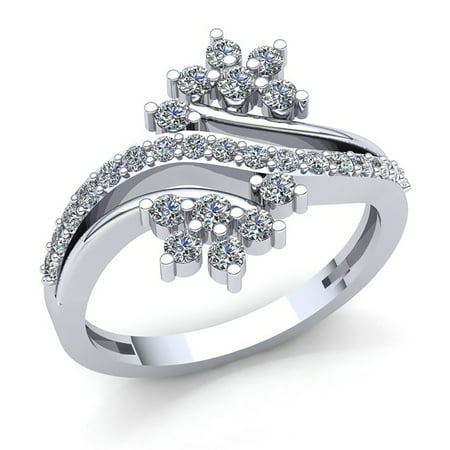 Genuine 1.5ct Round Cut Diamond Ladies Personalized Flower Anniversary Wedding Band Solid 10K Rose, White or Yellow Gold J SI2
