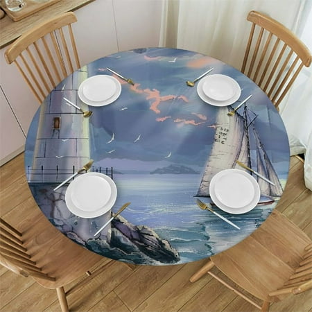 Orinice Lighthouse Sailboat Ocean Round Table Cover Stain Resistant Washable Indoor Outdoor Tablecloth Kitchen Dining Wedding Parties Elastic Edge 100% Polyester Fiber 54-58
Orinice Lighthouse Sailboat Ocean Round Table Cover Stain Resistant Washable Indoor Outdoor Tablecloth Kitchen Dining Wedding Parties Elastic Edge 100% Polyester Fiber 54-58
