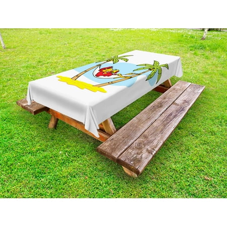 Beach Outdoor Tablecloth Funny Illustration Parrot Lying Down in Hammock between Palm Tree Shade in Tropics Decorative Washable Fabric Picnic Tablecloth 58 X 104 Inches Multicolor by Ambesonne
Beach Outdoor Tablecloth Funny Illustration Parrot Lying Down in Hammock between Palm Tree Shade in Tropics Decorative Washable Fabric Picnic Tablecloth 58 X 104 Inches Multicolor by Ambesonne