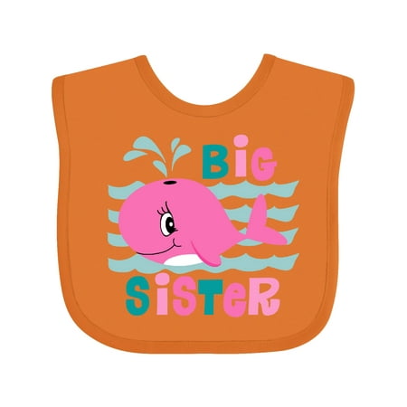 Inktastic Whale Big Sister Gift Baby Girl Bib