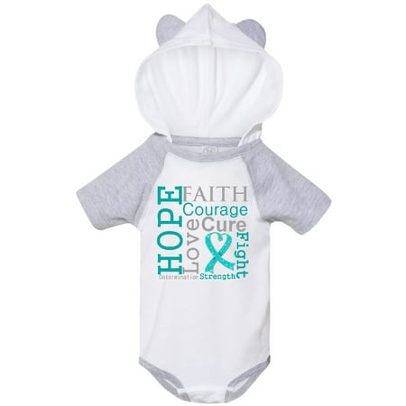 Inktastic Ovarian Cancer Hope Faith Motto Gift Baby Boy or Baby Girl Bodysuit