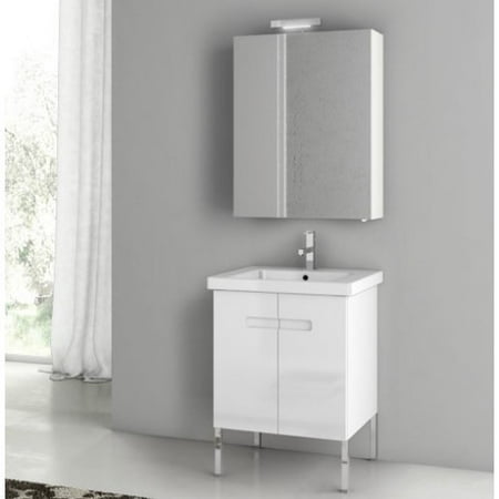 ACF by Nameeks ACF NY07-GW New York 24-in. Single Bathroom Vanity Set - Glossy White