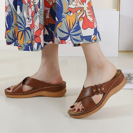 Cathalem S Slippers for Women Size 8 Fashion Summer Women Sandals Slippers Light And Comfortable Wedge Heel Platform Large Size Shoes Brown 8.5
Cathalem S Slippers for Women Size 8 Fashion Summer Women Sandals Slippers Light And Comfortable Wedge Heel Platform Large Size Shoes Brown 8.5