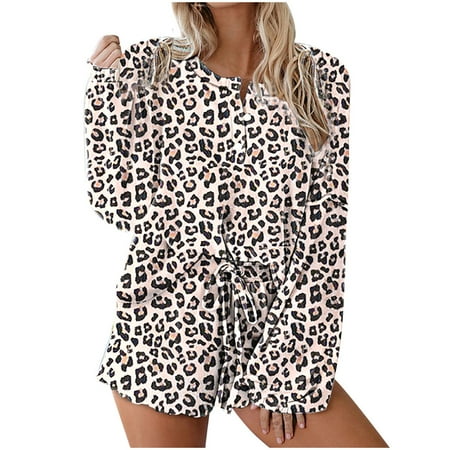 Pntutb Best Womens Leopard Print Pajamas Set Loungewear Long Sleeve Leisure Tops+Shorts Set
Pntutb Best Womens Leopard Print Pajamas Set Loungewear Long Sleeve Leisure Tops+Shorts Set