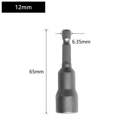 65mm Long 12mmHexagon Nut Driver Drill Bit Socket Wrench Extension Sleeve