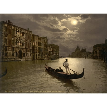 Grand Canal by Moonlight 1890s Stretched Canvas - Science Source (36 x 24)