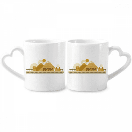 

Egypt Yellow Green Sphinx Pyrads Camel Couple Porcelain Mug Set Cerac Lover Cup Heart Handle