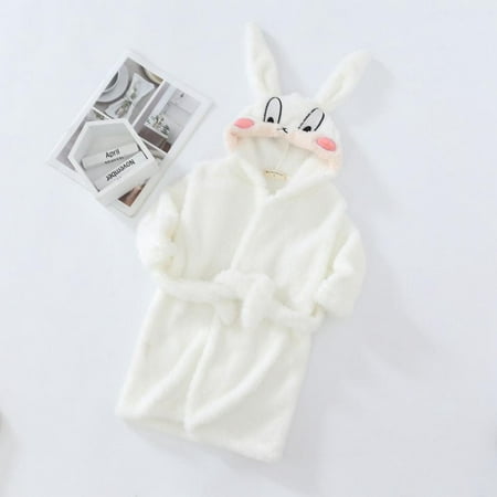 

Bathrobe Flannel Robe for Toddler Baby Boys Girls Cartoon Hooded Plush Sherpa Bunny Homewear Sleepwear
