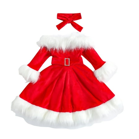 Toddler Baby Girls Christmas Dress Santa Claus Red Long Sleeve Velvet Dress Princess Party Dress with Headband Outfit
Toddler Baby Girls Christmas Dress Santa Claus Red Long Sleeve Velvet Dress Princess Party Dress with Headband Outfit