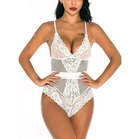 Avamo Women Lingerie Deep V Bodysuit Lace Mesh Sleepwear Adjustable Strap Ladies Bow Plain Teddy Solid Color White M
Avamo Women Lingerie Deep V Bodysuit Lace Mesh Sleepwear Adjustable Strap Ladies Bow Plain Teddy Solid Color White M