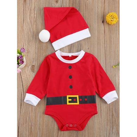 Springcmy Newborn Christmas Outfits Round Neck Print Romper Pompom Cap
Springcmy Newborn Christmas Outfits Round Neck Print Romper Pompom Cap