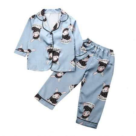 Toddler Kid Boy Girl Animal Pajama Sets Long Sleeve Button Down Shirts Top Pants Fall Sleepwear Pjs