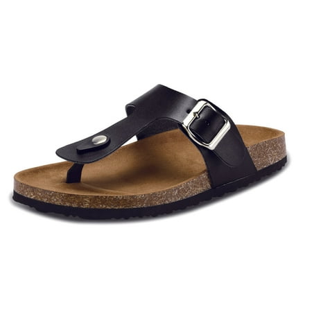 Bocca Women s Adjustable Flip-Flops Black Slide Cork Footbed Sandals 7M