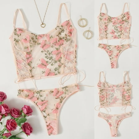 MRULIC lingerie for women Strapped Bra Flowers Embroidery Bralette Lace Bustier Lingerie Thong Pink + XL
MRULIC lingerie for women Strapped Bra Flowers Embroidery Bralette Lace Bustier Lingerie Thong Pink + XL