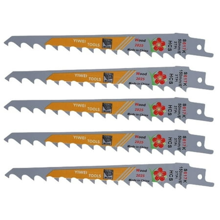 5pcs S617K 150mm HCS Reciprocating Saw Blade Jig Saw Blade Wood Plastic Cutting