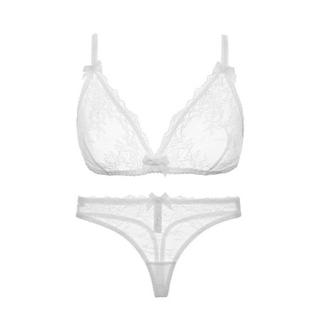 Varsbaby Women s See Through Mesh Wirefree Bra and Thongs Set