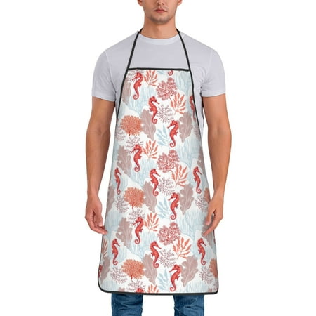 Wukai Tropical Corals Seahorse Print Aprons Adjustable Bib Aprons Cooking Kitchen Chef Apron for Women and Men
Wukai Tropical Corals Seahorse Print Aprons Adjustable Bib Aprons Cooking Kitchen Chef Apron for Women and Men