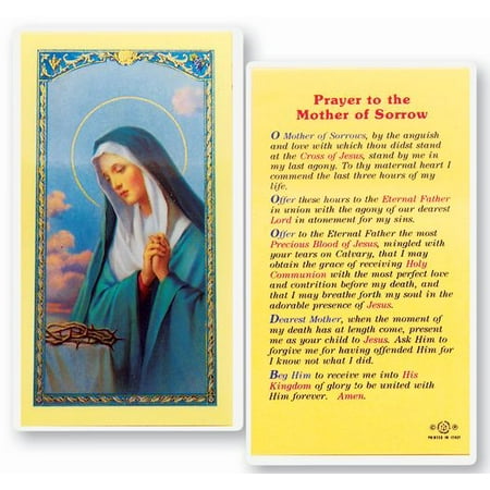 Mother of Sorrow Laminated Catholic Prayer Holy Card with Prayer on Back Pack of 25
Mother of Sorrow Laminated Catholic Prayer Holy Card with Prayer on Back Pack of 25