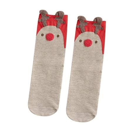Winter Women Christmas Elk Print Socks Lovely Warm Cartoons Sock