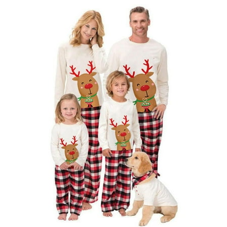 Sunisery Family Christmas Pjs Matching Sets Deer Print Long Sleeve Pullover T-Shirt + Plaids Long Pants Holiday 2Pcs Pajamas Set
Sunisery Family Christmas Pjs Matching Sets Deer Print Long Sleeve Pullover T-Shirt + Plaids Long Pants Holiday 2Pcs Pajamas Set