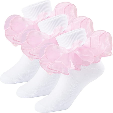 Big Girls Lace Ruffled Comfy Ruffle Socks 3 Pairs