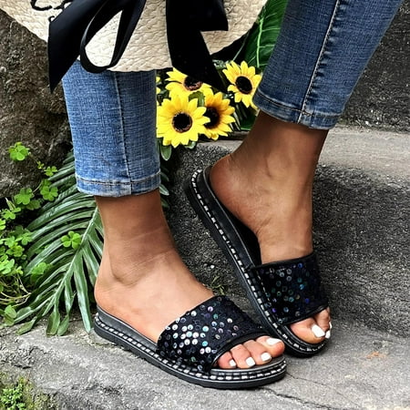 Sandals For Women Ladies Fashion Sequins Crystal Bohemian Flat Slippers Sandals Casual Beach Shoes
Sandals For Women Ladies Fashion Sequins Crystal Bohemian Flat Slippers Sandals Casual Beach Shoes