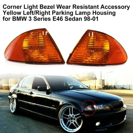 

GWONG Corner Light Bezel Wear Resistant Accessory Yellow Left/Right Parking Lamp Housing 63136902765 63136902766 for BMW 3 Series E46 Sedan 98-01