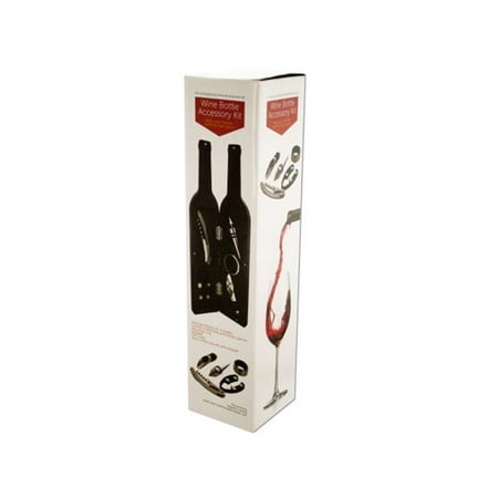 Bulk Buys OF521-3 Wine Bottle Accessory Kit in Bottle-Shaped Case- 3 Piece -Pack of 3