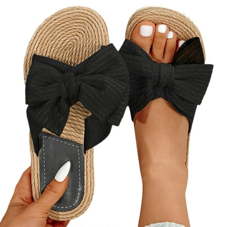 ZHAGHMIN Fashion Flat Women Slippers Linen Sole Bow Slippers Outdoor Beach Bohemian Slippers Womens Non-Slip Solid Sweet Summer Shoes Black Size7.5
ZHAGHMIN Fashion Flat Women Slippers Linen Sole Bow Slippers Outdoor Beach Bohemian Slippers Womens Non-Slip Solid Sweet Summer Shoes Black Size7.5