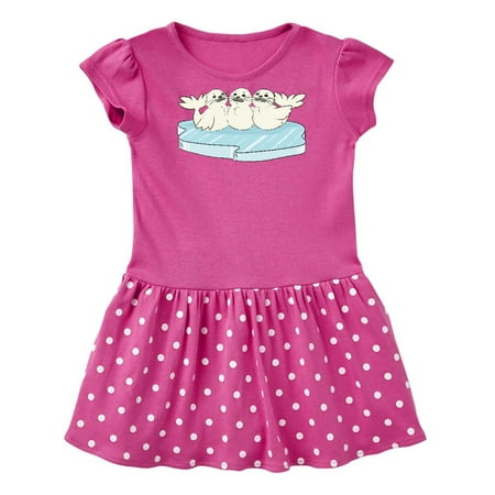 Inktastic 3 Cute White Harp Seals on Ice Gift Baby Girl Dress