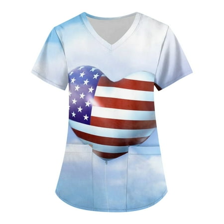 Alrise USA Flag Tees Plus Size Retro Independence Day Printed Scrub Working Uniform Tops For Women Cross V-Neck Short Sleeve Fun T-Shirts Workwear Tee With Pockets Light Blue Medium
Alrise USA Flag Tees Plus Size Retro Independence Day Printed Scrub Working Uniform Tops For Women Cross V-Neck Short Sleeve Fun T-Shirts Workwear Tee With Pockets Light Blue Medium