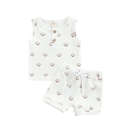 2Pcs Toddler Baby Summer Outfits Shell Print Sleeveless Round Neck Top Elastic Shorts for Infant
2Pcs Toddler Baby Summer Outfits Shell Print Sleeveless Round Neck Top Elastic Shorts for Infant
