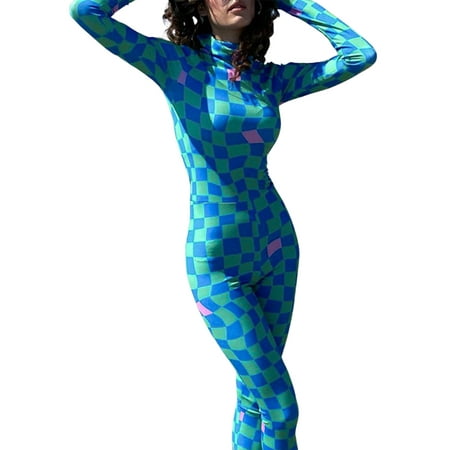 Inevnen Women Jumpsuit Sexy Bodycon Bodysuit Blue Plaid Print Long Sleeve Playsuit Rompers
Inevnen Women Jumpsuit Sexy Bodycon Bodysuit Blue Plaid Print Long Sleeve Playsuit Rompers