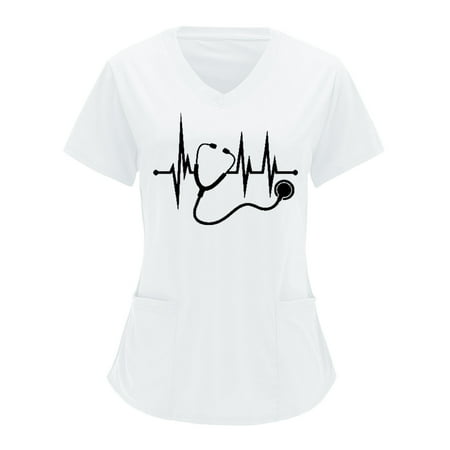 Women Scrubs Top Nurses Clothing Working Uniform Top Care Workwear V-Neck Solid Color Overalls Printing Short Sleeve Top
Women Scrubs Top Nurses Clothing Working Uniform Top Care Workwear V-Neck Solid Color Overalls Printing Short Sleeve Top