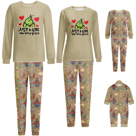 Family Christmas Pajamas Grinch Khaki Printed Sizes for Adult-Kids-Baby-Pet 2-Piece Top and Pants Bodysuits Pajamas Set
Family Christmas Pajamas Grinch Khaki Printed Sizes for Adult-Kids-Baby-Pet 2-Piece Top and Pants Bodysuits Pajamas Set