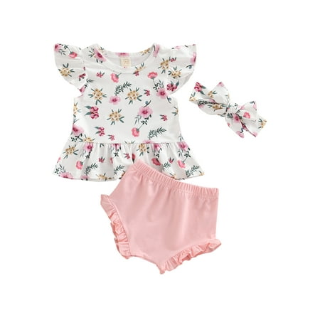 TheFound Newborn Baby Girls Summer Outfits Ruffle Sleeve Floral T-Shirt Top Solid Triangle Shorts Headband 3Pcs Clothes
TheFound Newborn Baby Girls Summer Outfits Ruffle Sleeve Floral T-Shirt Top Solid Triangle Shorts Headband 3Pcs Clothes