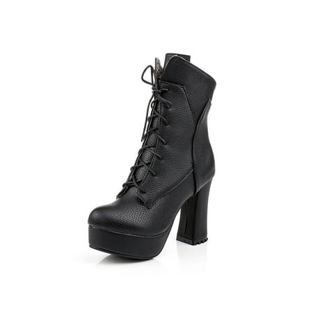 Crocowalk Womens Ankle Boot Casual High Heel Boots Comfort Winter Bootie Waterproof Plush Lined Shoes Women Non-slip Lace Up Fashion Booties Black 9
Crocowalk Womens Ankle Boot Casual High Heel Boots Comfort Winter Bootie Waterproof Plush Lined Shoes Women Non-slip Lace Up Fashion Booties Black 9