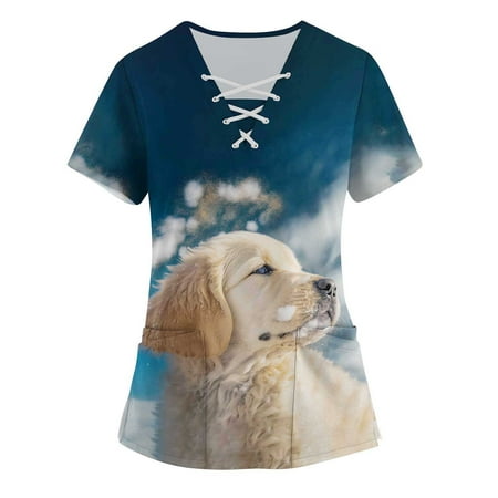 QAZXD Womens Summer Tops Graphic Prints V-Neck Short Sleeve Scrub Tops with Two Pockets Blouse Blue 4XL
QAZXD Womens Summer Tops Graphic Prints V-Neck Short Sleeve Scrub Tops with Two Pockets Blouse Blue 4XL