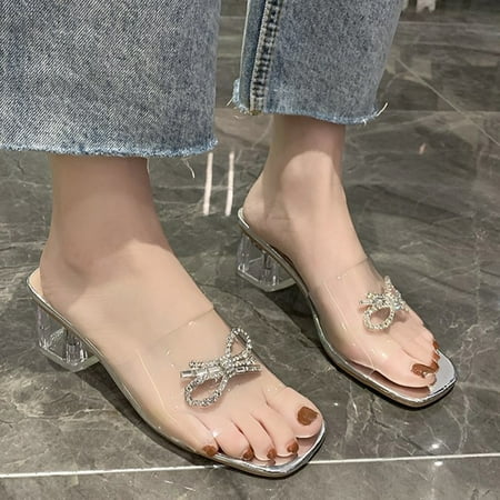 XIAOFFENN Womens Fashion Crystal Bowknot Transparency Square Heel Slip On Sandals Shoes
XIAOFFENN Womens Fashion Crystal Bowknot Transparency Square Heel Slip On Sandals Shoes