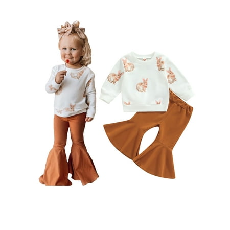 Easter 2Pcs OutfitsToddler Baby Girl Rabbit Print Long Sleeve Crew Neck Sweatshirts and Flare Pants
Easter 2Pcs OutfitsToddler Baby Girl Rabbit Print Long Sleeve Crew Neck Sweatshirts and Flare Pants