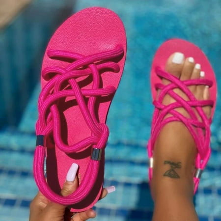 Sandals Women Women S Fashion Casual Solid Color Platform Cross Strap Foot Set Beach Sandals Womens Sandals Cloth Hot Pink 42
Sandals Women Women S Fashion Casual Solid Color Platform Cross Strap Foot Set Beach Sandals Womens Sandals Cloth Hot Pink 42