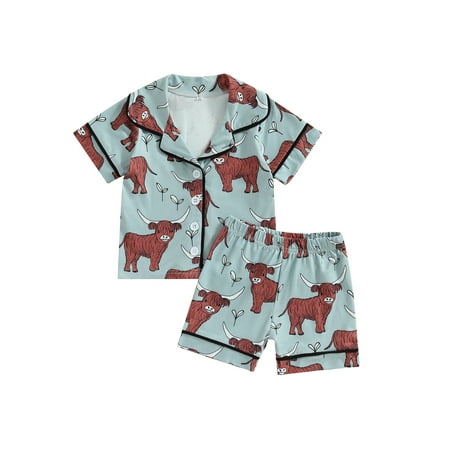 aturustex Toddler Girl Boy Pajamas Short Sleeve Lapel Neck Bull Boots Print Buttons Tops Loose Shorts
aturustex Toddler Girl Boy Pajamas Short Sleeve Lapel Neck Bull Boots Print Buttons Tops Loose Shorts