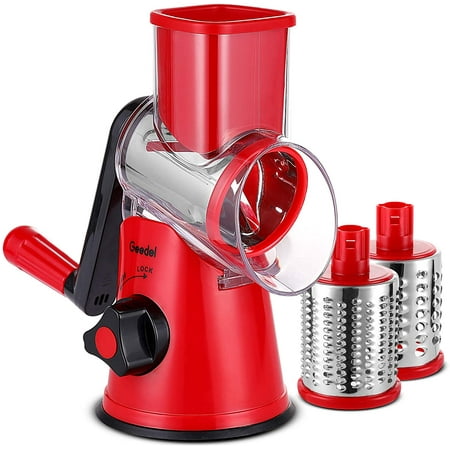 Rotary Cheese Grater Kitchen Mandoline Vegetable Slicer with 3 Interchangeable Blades Easy to Clean Rotary Grater Slicer for Fruit Vegetables Nuts
Rotary Cheese Grater Kitchen Mandoline Vegetable Slicer with 3 Interchangeable Blades Easy to Clean Rotary Grater Slicer for Fruit Vegetables Nuts