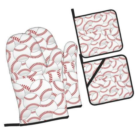 Sikiie Baseballs Oven Mitts and Pot Holders Silicone Oven Gloves Heat Resistant Oven Mitts 4Pcs Set
Sikiie Baseballs Oven Mitts and Pot Holders Silicone Oven Gloves Heat Resistant Oven Mitts 4Pcs Set