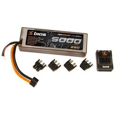Bias LiPo Battery for Stampede 4x4 25C 2S 5000mAh 7.4V LiPo Hard Case (EC3/Deans/Traxxas/Tamiya Plug) for RC Car, Truck, Buggy, Boat, Heli, and Drone