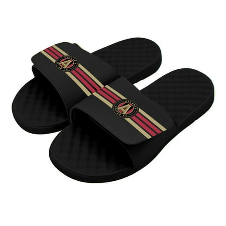 Men s ISlide Black Atlanta United FC Stripe Slide Sandals
