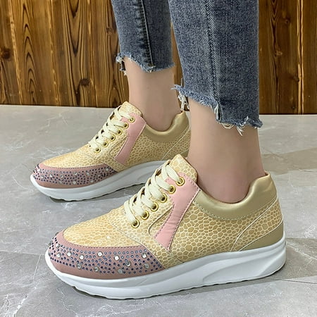 FITORON Women s Slippers- Fashion Rhinestone Casual Lace-Up Sport Shoes Runing Breathable Sneakers Gold 39
FITORON Women s Slippers- Fashion Rhinestone Casual Lace-Up Sport Shoes Runing Breathable Sneakers Gold 39
