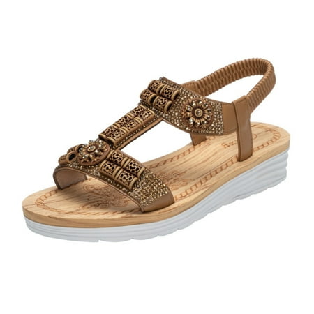 Cathalem Summer Vintage Rhinestone Sandals With Thick Soles For Women Wearing Casual Beach Muffin Sandals T Bar Sandals for Women Coffee 7
Cathalem Summer Vintage Rhinestone Sandals With Thick Soles For Women Wearing Casual Beach Muffin Sandals T Bar Sandals for Women Coffee 7
