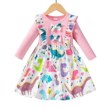 Popshion Toddler Girls Dinosaur Bowknot Dress Color Block Round Neck Casual Mid-length Fall Dress
Popshion Toddler Girls Dinosaur Bowknot Dress Color Block Round Neck Casual Mid-length Fall Dress