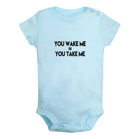 You Wake Me = You Take Me Funny Rompers For Babies Newborn Baby Unisex Bodysuits Infant Jumpsuits Toddler 0-24 Months Kids One-Piece Oufits (Blue 0-6 Months)
You Wake Me = You Take Me Funny Rompers For Babies Newborn Baby Unisex Bodysuits Infant Jumpsuits Toddler 0-24 Months Kids One-Piece Oufits (Blue 0-6 Months)